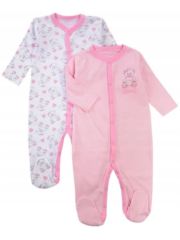 2 kombinezonai su meškučiais Pink 3354D70 2 kombinezonai su meškučiais Pink 3354D70