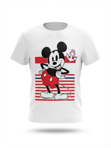 Balti „Mickey Mouse“ marškinėliai
