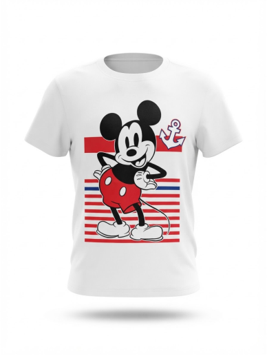 Balti „Mickey Mouse“ marškinėliai Balti „Mickey Mouse“ marškinėliai