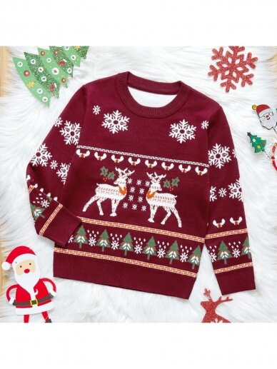 Bordo spalvos Kalėdinis megztinis 1884D220