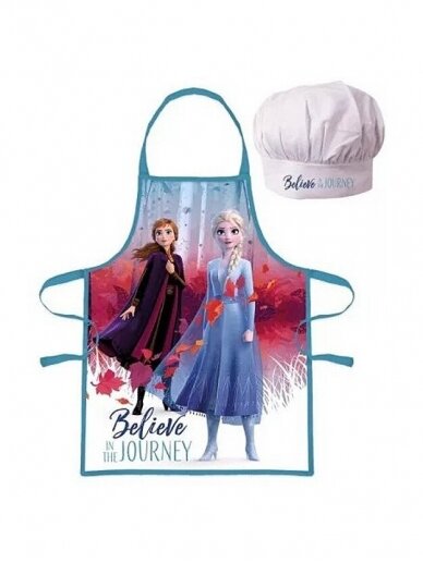Disney Frozen virtuvės šefo prijuostė su kepure 1666D107 Disney Frozen virtuvės šefo prijuostė su kepure 1666D107