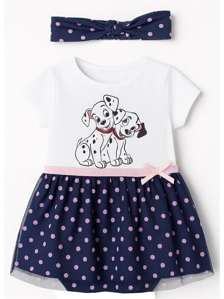 Disney Baby suknelė su 101 dalmatinas ir galvos juosta