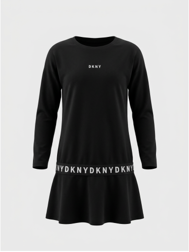 DKNY juoda suknelė ilgomis rankovėmis DKNY juoda suknelė ilgomis rankovėmis