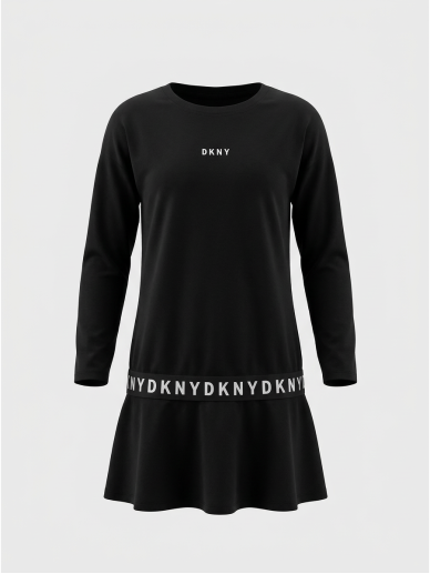 DKNY juoda suknelė ilgomis rankovėmis DKNY juoda suknelė ilgomis rankovėmis
