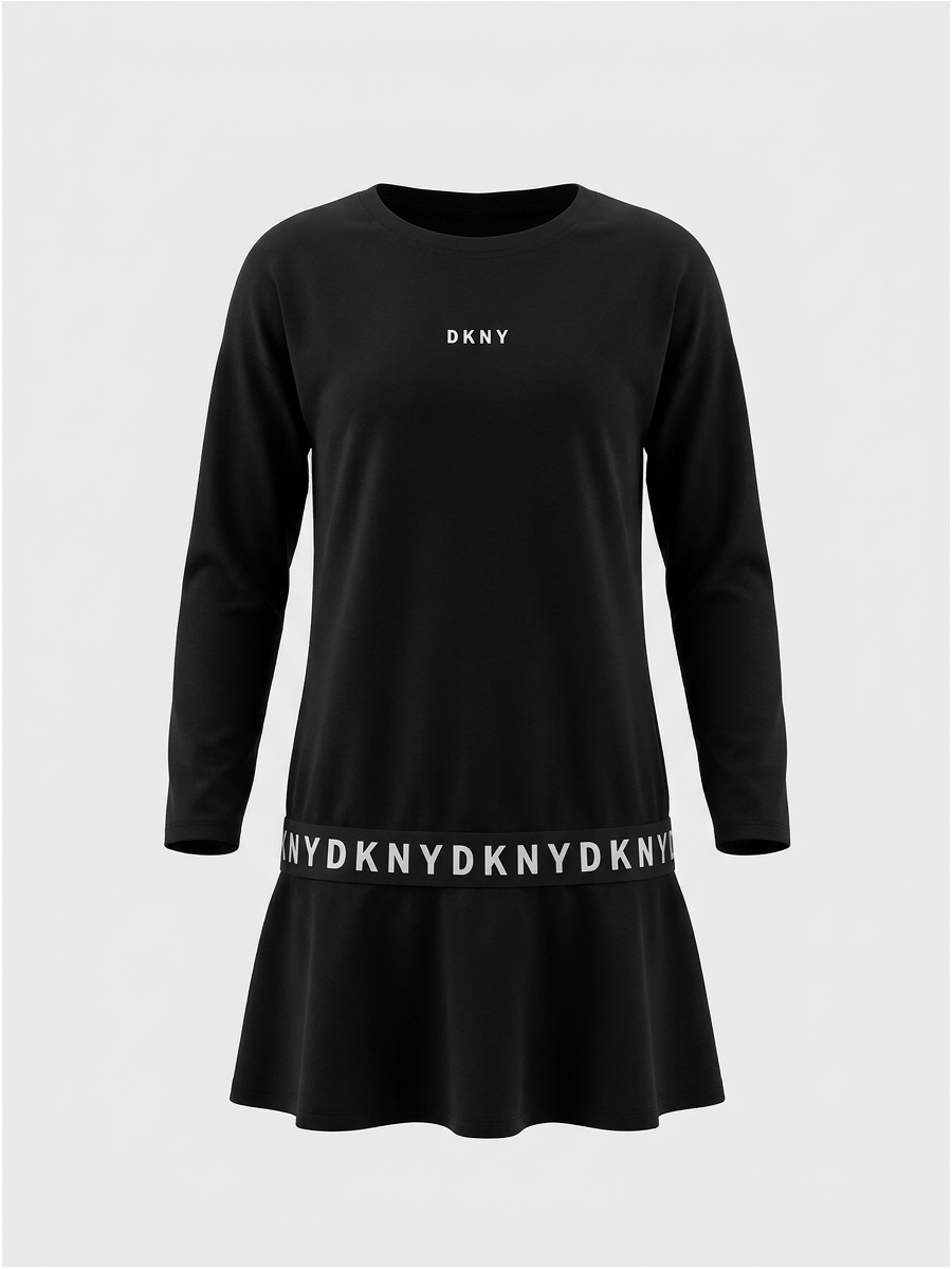 DKNY juoda suknelė ilgomis rankovėmis