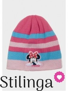 Dryžuota šviesiai rožinės spalvos vaikiška kepurė Minnie Mouse 0686D123