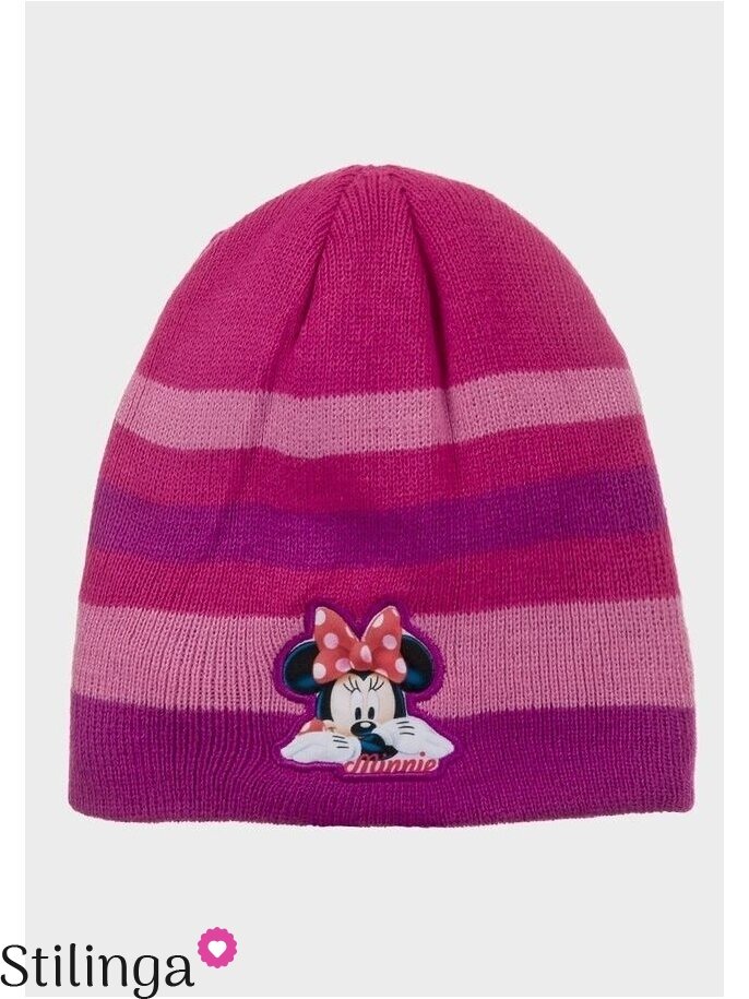 Dryžuota fuksijų spalvos vaikiška kepurė Minnie Mouse 0687D123 Dryžuota fuksijų spalvos vaikiška kepurė Minnie Mouse 0687D123