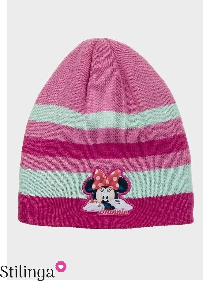 Dryžuota rožinės spalvos vaikiška kepurė Minnie Mouse 0685D123 Dryžuota rožinės spalvos vaikiška kepurė Minnie Mouse 0685D123