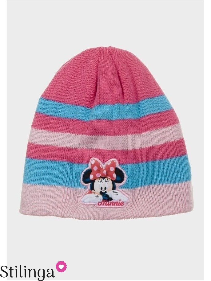 Dryžuota šviesiai rožinės spalvos vaikiška kepurė Minnie Mouse 0686D123 Dryžuota šviesiai rožinės spalvos vaikiška kepurė Minnie Mouse 0686D123