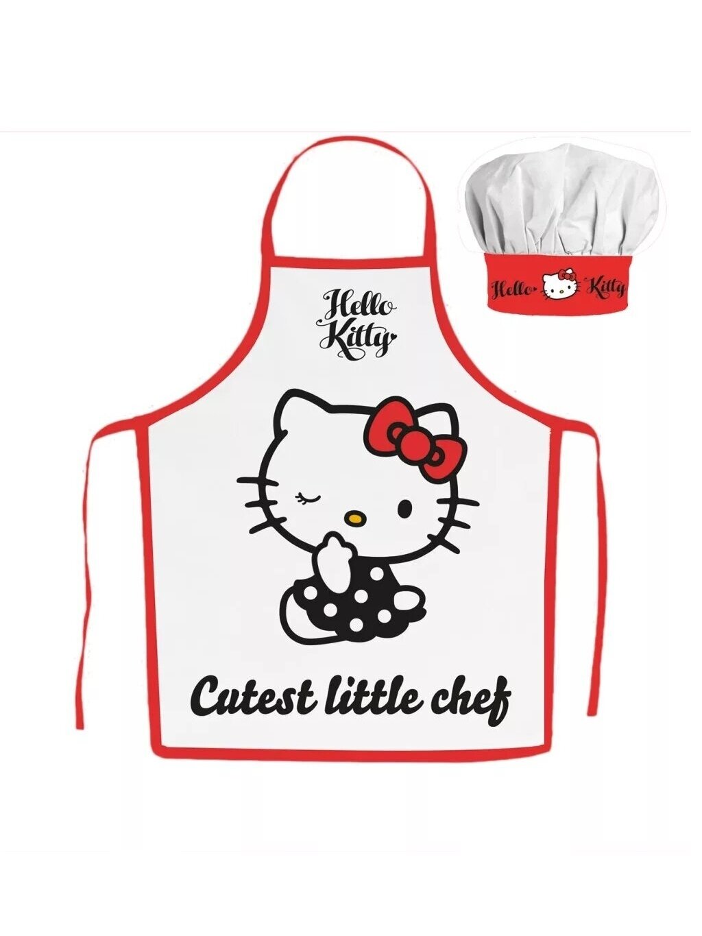 Hello Kitty prijuostė ir kepurė 4802D156-1 Hello Kitty prijuostė ir kepurė 4802D156-1