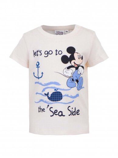 Kreminės spalvos marškinėliai Mickey Mouse 3100D92 Kreminės spalvos marškinėliai Mickey Mouse 3100D92