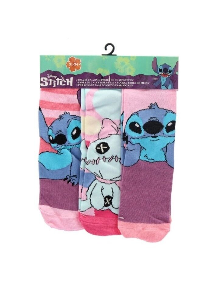 Lilo & Stitch Pink kojinių komplektas, 3 poros 5177D27 Lilo & Stitch Pink kojinių komplektas, 3 poros 5177D27