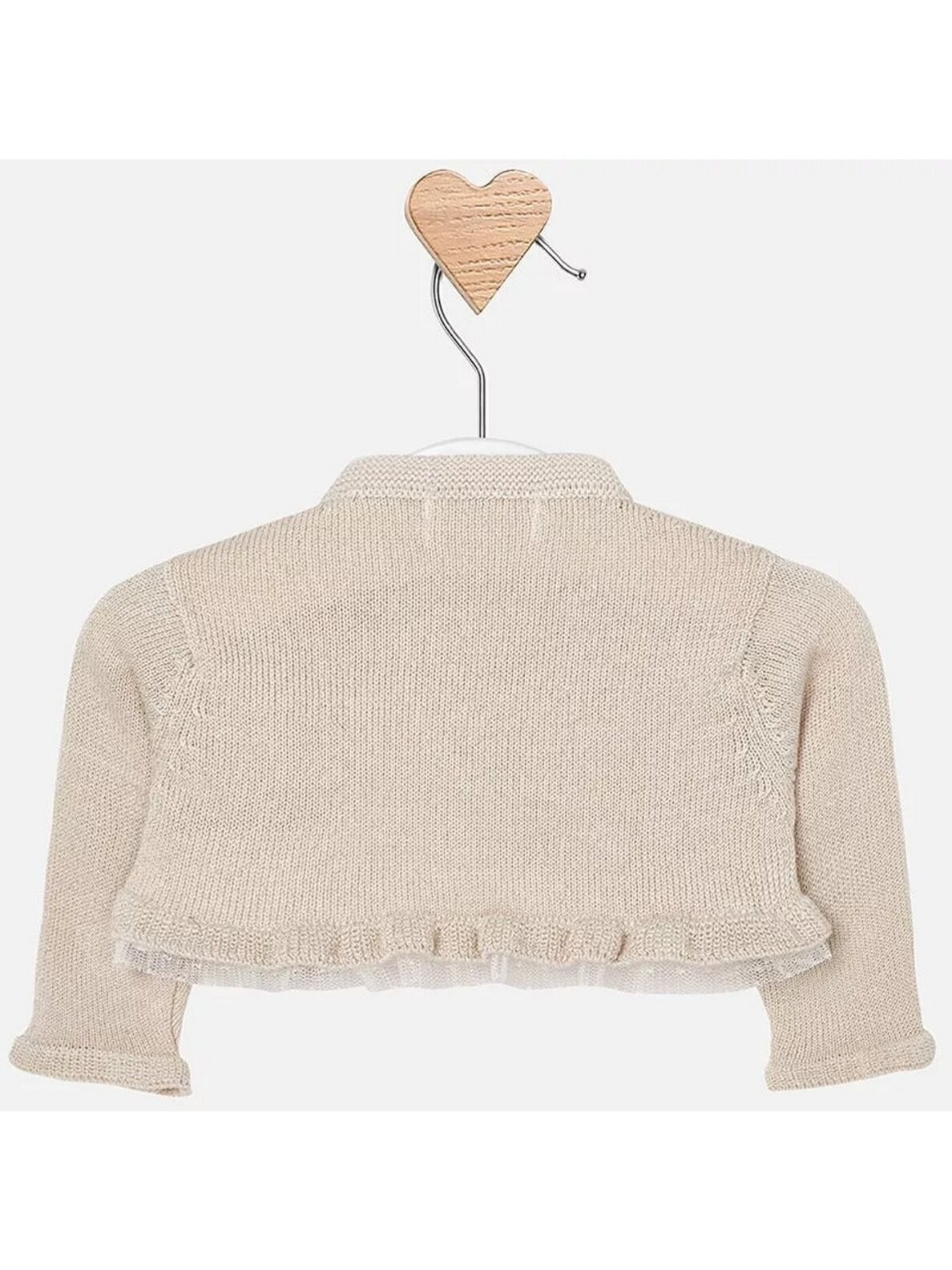 Mayoral smėlio spalvos bolero su megzta gėle 4893D245 2 Mayoral smėlio spalvos bolero su megzta gėle 4893D245 2