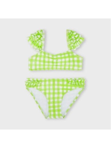 Mayoral žalias languotas bikini su raukiniais 5008D296