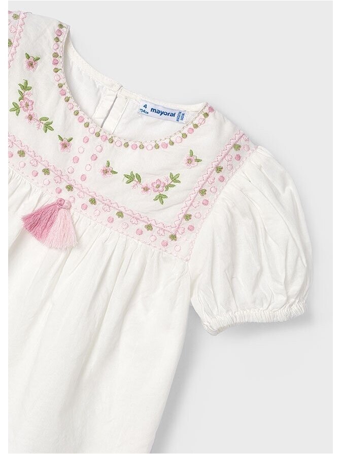 Mayoral balta palaidinė su siuvinėtais gėlių motyvais 3180-28 3