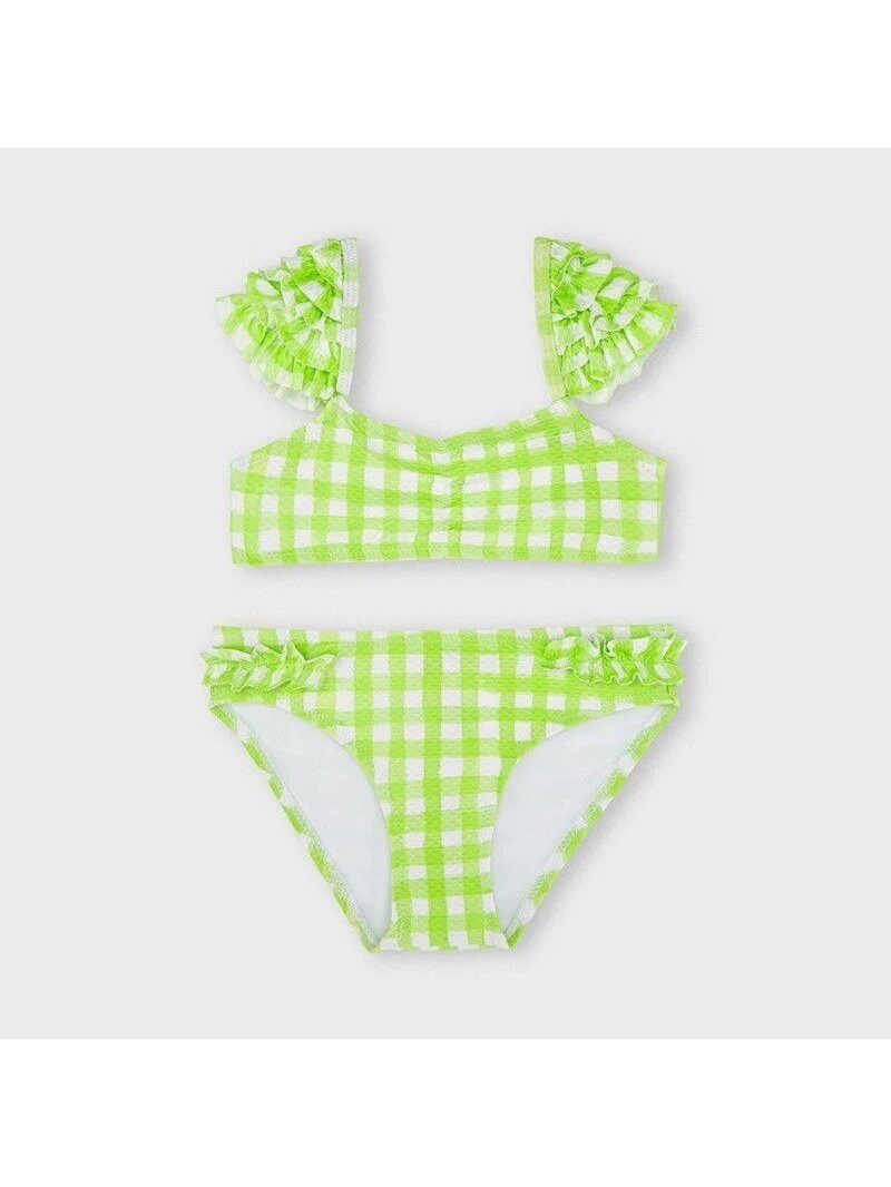 Mayoral žalias languotas bikini su raukiniais 5008D296