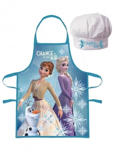 Mėlyna virtuvės šefo prijuostė su kepure Frozen 2107D130