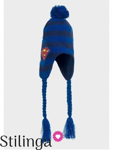 Mėlyna pašiltinka vaikiška kepurė Supermenas 0704D133