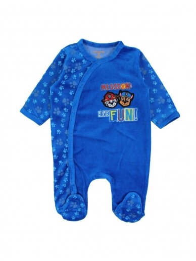 Mėlynas veliūrinis romperis Paw Patrol 2024D72 Mėlynas veliūrinis romperis Paw Patrol 2024D72