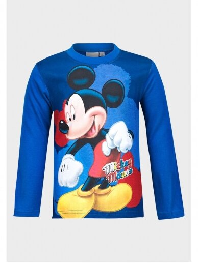 Mėlyni Mickey Mouse marškinėliai ilgomis rankovėmis 1033D193 Mėlyni Mickey Mouse marškinėliai ilgomis rankovėmis 1033D193