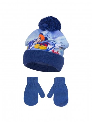 Mėlynos pirštinės ir kepurė Mickey 2742D183 Mėlynos pirštinės ir kepurė Mickey 2742D183