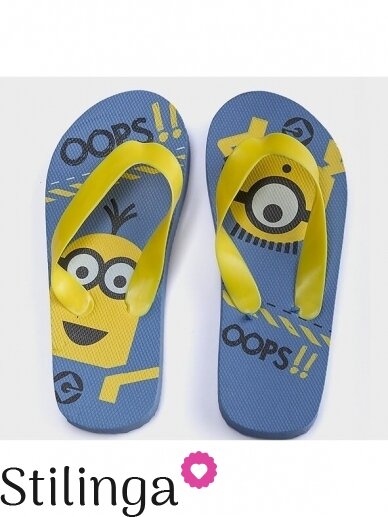 Mėlynos šlepetės Minions su geltonais dirželiais 0639D117 Mėlynos šlepetės Minions su geltonais dirželiais 0639D117