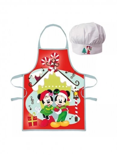 Minnie, Mickey kalėdinė virtuvės šefo prijuostė ir kepurė 1929D06