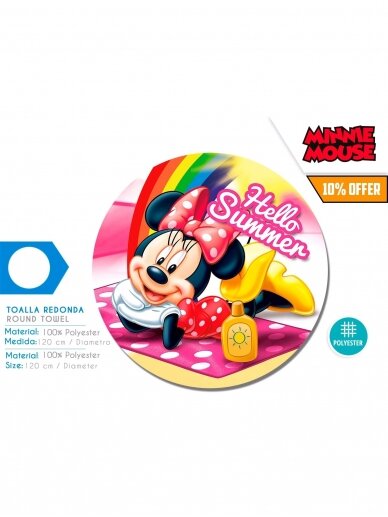 Minnie Mouse“ apvalus paplūdimio rankšluostis 120cm 1195D007 1