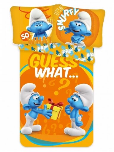 Oranžinės spalvos patalynės komplektas Smurfs 2610D286/DPA