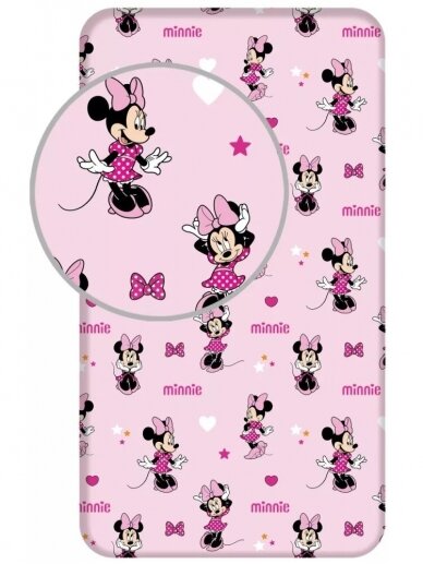 Paklodė su guma Minnie Pretty in Pink 3511D69 Paklodė su guma Minnie Pretty in Pink 3511D69