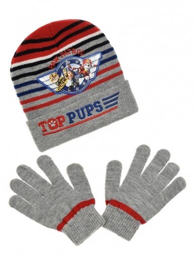 Paw Patrol pilka kepurė ir pirštinės 1152D234 Paw Patrol pilka kepurė ir pirštinės 1152D234