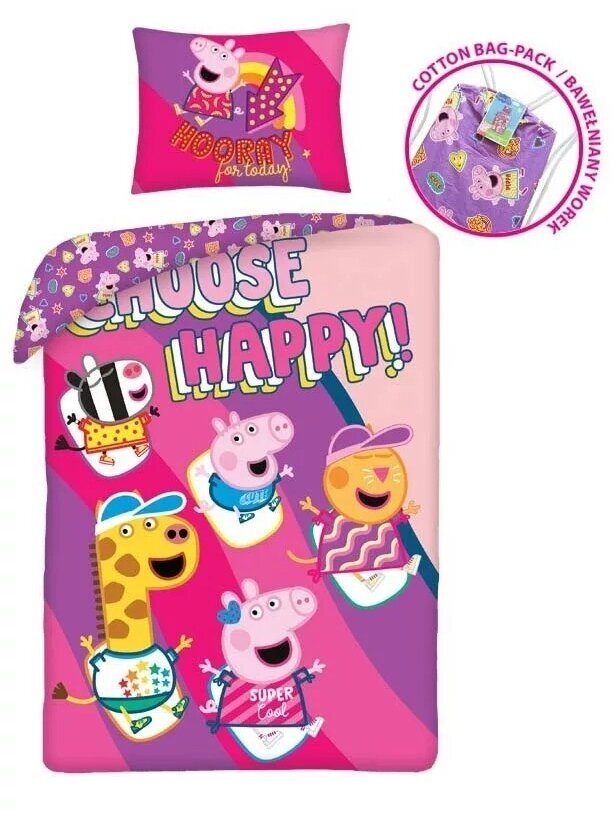 Patalynės komplektas „Peppa Pig Happy“ (140x200cm) 5047D320 Patalynės komplektas „Peppa Pig Happy“ (140x200cm) 5047D320