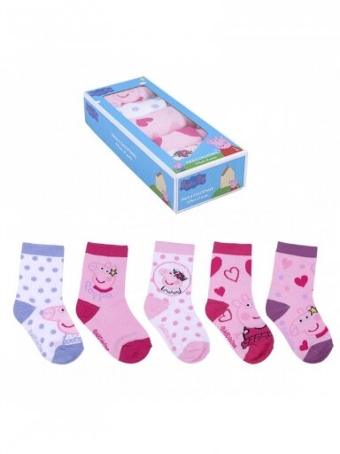 Peppa Pig kojinių rinkinys su dėžute, 5 poros 1886D225