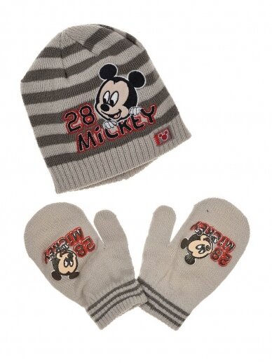 Pilka kepurė ir pirštinės Mickey Mouse 1048D208 Pilka kepurė ir pirštinės Mickey Mouse 1048D208