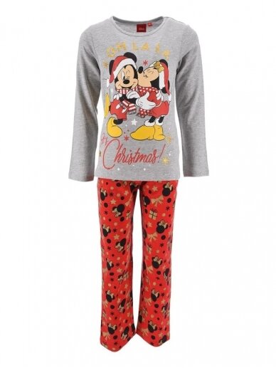 Pilka raudona kalėdinė pižama Mickey and Minnie 1937D04 Pilka raudona kalėdinė pižama Mickey and Minnie 1937D04