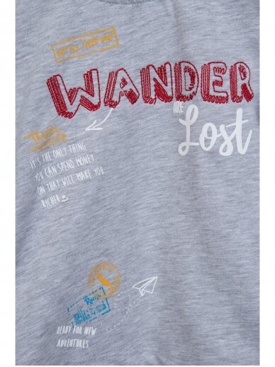 Pilki vaikiški marškinėliai WANDER ARE LOST 0803D164