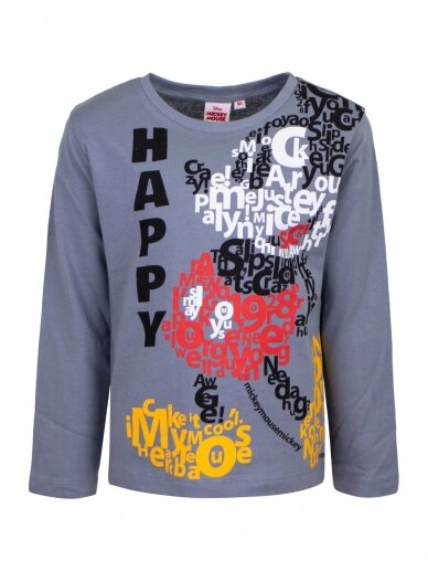 Pilki marškinėliai Mickey Mouse Happy 3379D228 Pilki marškinėliai Mickey Mouse Happy 3379D228