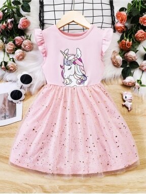 Rožinė spalvos suknelė su blizgučiais 2406D118