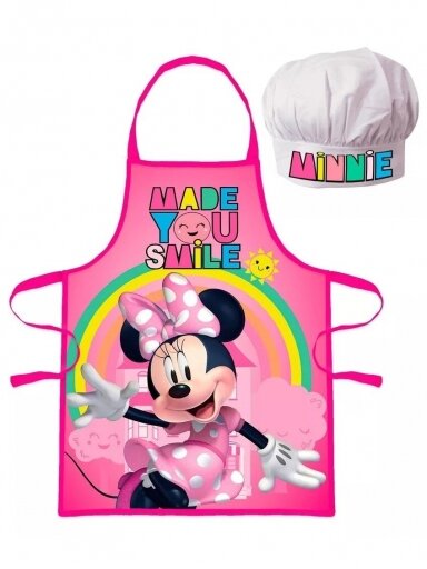 Rožinės spalvos šefo prijuostė su kepure Disney Minnie 2044D64/DPA