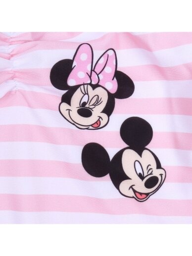 Rožinis dryžuotas maudymosi kostiumėlis su Minnie ir Mickey 2