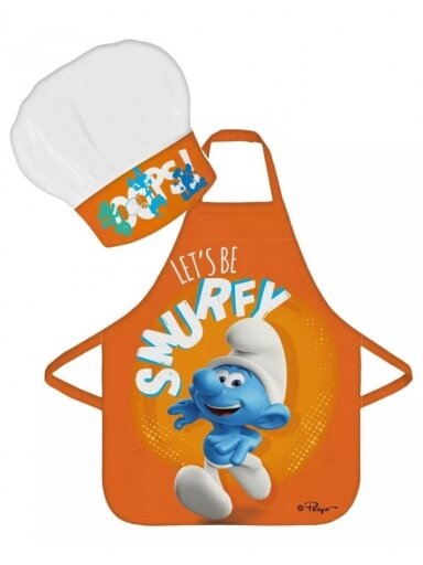 Smurfs oranžinė šefo prijuostė su kepure 2377D94