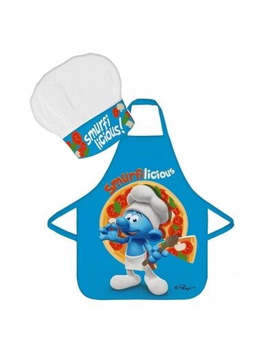 Smurfs virtuvės šefo prijuostė su kepure 1828D201