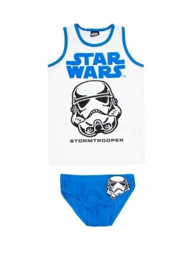 Star Wars mėlynos apatinės kelnaitės ir marškinėliai 1232D012 Star Wars mėlynos apatinės kelnaitės ir marškinėliai 1232D012