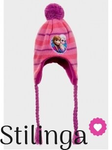 Šviesiai rožinė vaikiška kepurė su pašiltinimu ir bumbulu Frozen 0667D122