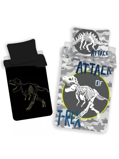 Šviečiantis patalynės komplektas Dinozauras 4221D342 Šviečiantis patalynės komplektas Dinozauras 4221D342