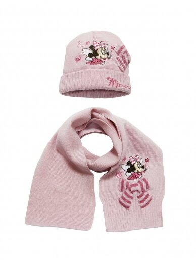 Šviesiai rožinės spalvos kepurė ir šalikas MINNIE MOUSE 1049PLD06