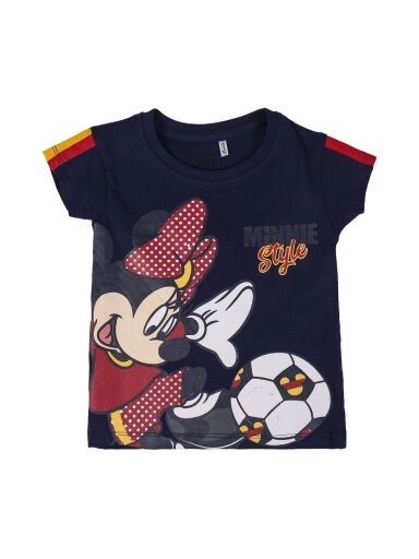 Tamsiai mėlyni marškinėliai trumpomis rankovėmis „Minnie Mouse“ Tamsiai mėlyni marškinėliai trumpomis rankovėmis „Minnie Mouse“
