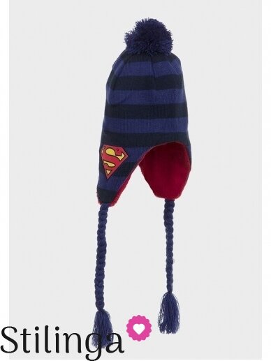 Tamsiai mėlyna pašiltinka vaikiška kepurė Supermenas 0703D133