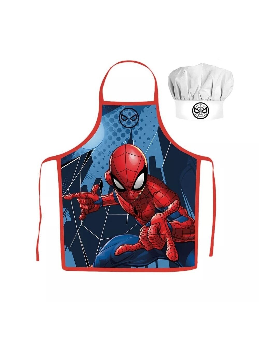 Vaikiška virtuvės šefo prijuostė su kepure Spiderman Blue 3327D01