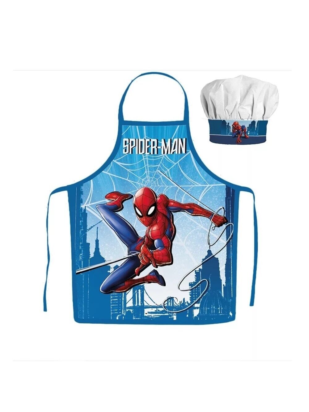 Vaikiška virtuvės šefo prijuostė su kepure Spiderman Skyline 3325D118 Vaikiška virtuvės šefo prijuostė su kepure Spiderman Skyline 3325D118